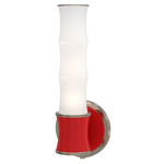 Kane Tube Hardwired / Plug-in Wall Sconce - Polished Nickel / Ruby Red