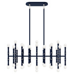 Kane Linear Pendant - Polished Nickel / Matte Midnight Blue