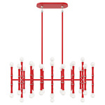 Kane Linear Pendant - Polished Nickel / Ruby Red