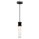 Kane Pendant - Polished Nickel / Obsidian