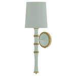 Kane Solid Shade Hardwired / Plug-in Wall Sconce - Modern Brass / Matte Celadon