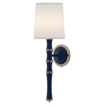 Kane Shade Hardwired / Plug-in Wall Sconce - Matte Midnight Blue / Ascot / Polished Nickel