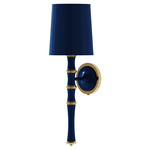 Kane Solid Shade Hardwired / Plug-in Wall Sconce - Modern Brass / Midnight Blue
