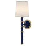 Kane Shade Hardwired / Plug-in Wall Sconce - Midnight Blue / Fondine / Modern Brass