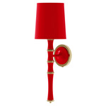 Kane Solid Shade Hardwired / Plug-in Wall Sconce - Modern Brass / Ruby Red
