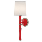 Kane Shade Hardwired / Plug-in Wall Sconce - Ruby Red / Ascot / Polished Nickel