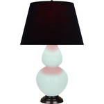 Double Gourd Large Table Lamp - Mint / Ink Black / Rose Red Lining