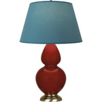 Double Gourd Large Table Lamp - Oxblood / Bright Blue / Gray Lining