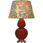 Double Gourd Large Table Lamp - Oxblood / Fall Floral