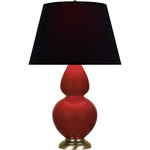 Double Gourd Large Table Lamp - Oxblood / Ink Black / Rose Red Lining