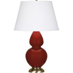 Double Gourd Large Table Lamp - Oxblood / Pearl Dupioni