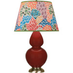 Double Gourd Large Table Lamp - Oxblood / Spring Floral