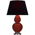 Double Gourd Large Table Lamp - Oxblood / Ink Black / Rose Red Lining