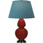 Double Gourd Large Table Lamp - Oxblood / Bright Blue / Gray Lining