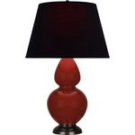 Double Gourd Large Table Lamp - Oxblood / Ink Black / Rose Red Lining