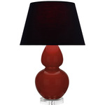 Double Gourd Large Table Lamp - Oxblood / Ink Black / Rose Red Lining