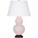Double Gourd Large Table Lamp - Rose Water / Pearl Dupioni