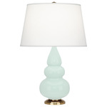 Triple Gourd Small Table Lamp - Mint / Pearl Dupioni