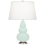 Triple Gourd Small Table Lamp - Mint / Pearl Dupioni