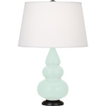 Triple Gourd Small Table Lamp - Mint / Pearl Dupioni