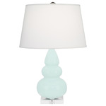 Triple Gourd Small Table Lamp - Mint / Pearl Dupioni
