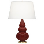 Triple Gourd Small Table Lamp - Oxblood / Pearl Dupioni