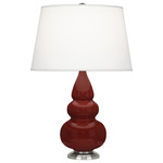 Triple Gourd Small Table Lamp - Oxblood / Pearl Dupioni