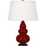 Triple Gourd Small Table Lamp - Oxblood / Pearl Dupioni