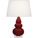 Triple Gourd Small Table Lamp - Oxblood / Pearl Dupioni