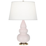 Triple Gourd Small Table Lamp - Rose Water / Pearl Dupioni