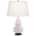 Triple Gourd Small Table Lamp - Rose Water / Pearl Dupioni