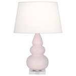 Triple Gourd Small Table Lamp - Rose Water / Pearl Dupioni