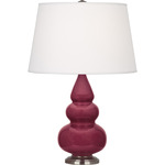 Triple Gourd Small Table Lamp - Sugar Plum / Pearl Dupioni