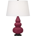 Triple Gourd Small Table Lamp - Sugar Plum / Pearl Dupioni