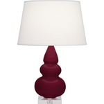 Triple Gourd Small Table Lamp - Sugar Plum / Pearl Dupioni