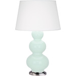 Triple Gourd Table Lamp - Mint / Pearl Dupioni