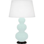Triple Gourd Table Lamp - Mint / Pearl Dupioni