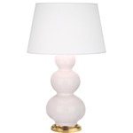 Triple Gourd Table Lamp - Rose Water / Pearl Dupioni