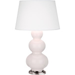 Triple Gourd Table Lamp - Rose Water / Pearl Dupioni
