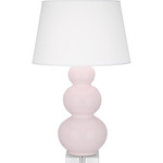 Triple Gourd Table Lamp - Rose Water / Pearl Dupioni