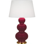 Triple Gourd Table Lamp - Sugar Plum / Pearl Dupioni