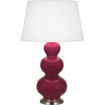 Triple Gourd Table Lamp - Sugar Plum / Pearl Dupioni