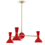 Clare Chandelier - Modern Brass / Ruby Red
