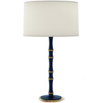 Kane Fabric Shade Table Lamp - Matte Midnight Blue / Fondine / Modern Brass