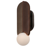 Stitched Wall Sconce Bottom Globe - Floor Model - Brushed Bronze / Opal White