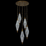 Allungato Multi Light Pendant - Brass / Crystal