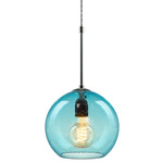 Bobo 3 Pendant - Matte Chrome / Aqua Bubbled