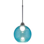 Bobo 3 Pendant - Matte Chrome / Aqua Bubbled