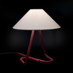 Hat Table Lamp - Japanese Red / White Linen