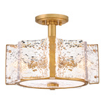 Florian Semi Flush Ceiling Light - Brass / Clear Water